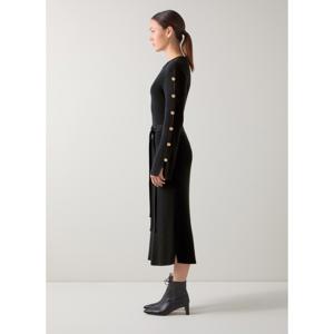 L.K. Bennett Mirren Black Plain Shank Button Jumper Dress
